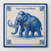 Delft Wooly Mammoth Quadratische Wanduhr (Vorderseite)