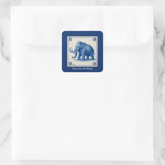 Delft Wooly Mammoth Quadratischer Aufkleber (Tasche)