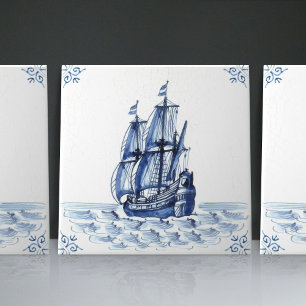Delfter Blau Holland Stil Fregatte Schoner Segelbo Fliese