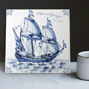 Delfter Blau holländischer Stil Fregatte Schoner S Fliese
