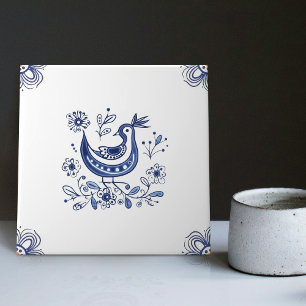 Delfter Blau Niederländischer Stil Vogel Blumen In Fliese