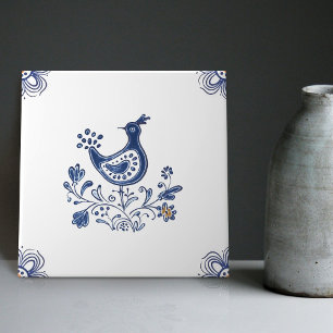 Delfter Blau Niederländischer Stil Vogel Blumen In Fliese