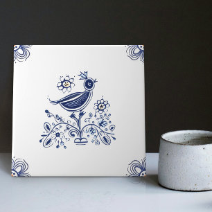 Delfter Blau Niederländischer Stil Vogel Blumen In Fliese
