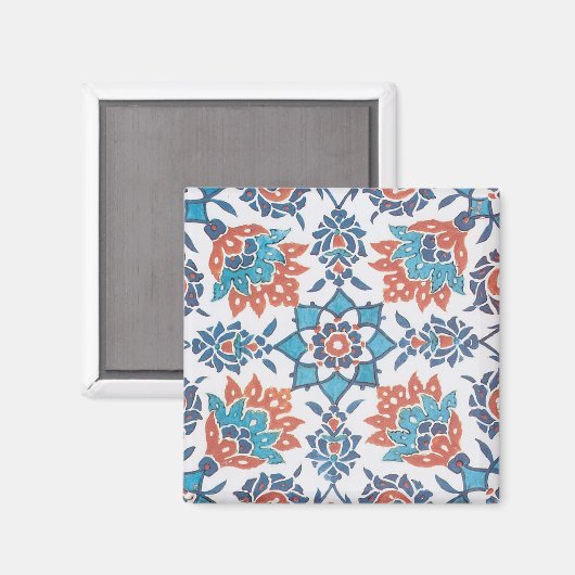 Delfter Blau-Rot-Kornblumen-Fliesenkunst Magnet (Vorderseite/Rückseite)