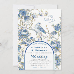 Delfter Blau-Weiß-Chinoiserie Porzellan Hochzeit Einladung