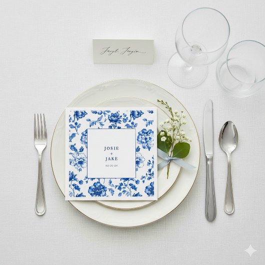 Delfter Blau-Weiß-Hochzeitsserviette Serviette
