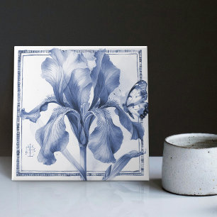 Delfter Blaue Iris Wanddekoration Art Nouveau Aqua Fliese
