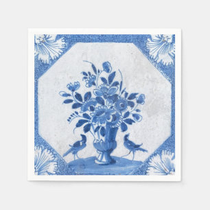 Delfter Blaue Vögel florale französische Country-T Serviette