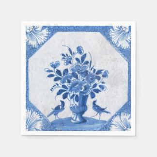 Delfter Blaue Vögel florale französische Country-T Serviette