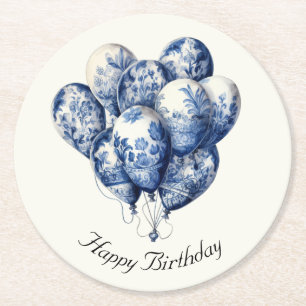 Delfter Blauwe Ballonnen, anpassbar Runder Pappuntersetzer