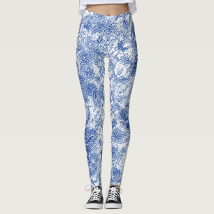 Delfter Blumen-Tapete - Leggings
