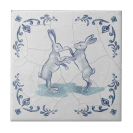 Delfter Boxer-Hasen-Keramikfliese Fliese