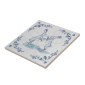 Delfter Boxer-Hasen-Keramikfliese Fliese (Seite)