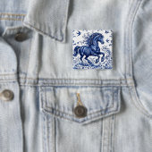 Delfter Delftware-Stil Friesenhengst auf der Wiese Button (Beispiel)