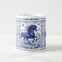 Delfter Delftware-Stil Friesenhengst auf der Wiese