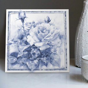 Delfter Rosen-Wanddekoration Art Nouveau Aquarell Fliese