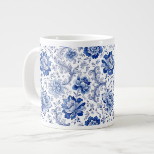 Delfter Stil Blau-Weiße Blüten Fantasievolle Träum Jumbo-Tasse
