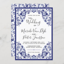 Delfts Blauw | Delft Blue Dutch Wedding Einladung