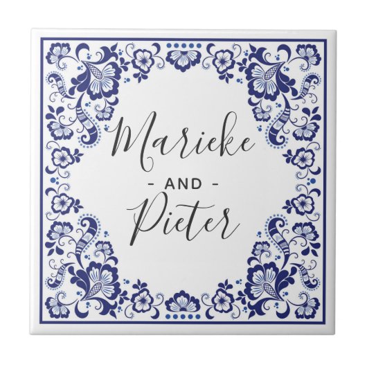 Delfts Blauw | Delft Blue Dutch Wedding Keepake Fliese (Vorderseite)