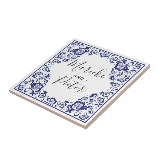 Delfts Blauw | Delft Blue Dutch Wedding Keepake Fliese (Seite)