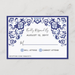 Delfts Blauw | Delft Blue Dutch Wedding RSVP Card Karte
