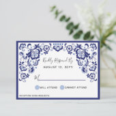 Delfts Blauw | Delft Blue Dutch Wedding RSVP Card Karte (Stehend Vorderseite)