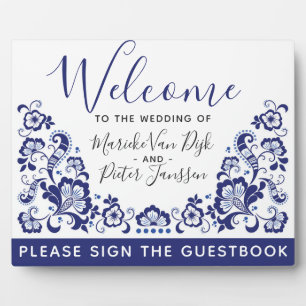 Delfts Blauw   Delft Blue Dutch Wedding Welcome Fotoplatte
