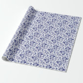 Delfts Blauw | Delft Blue Floral Dutch Wedding Geschenkpapier (Ungerollt)
