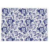 Delfts Blauw | Delft Blue Floral Dutch Wedding Große Geschenktüte (Rückseite)