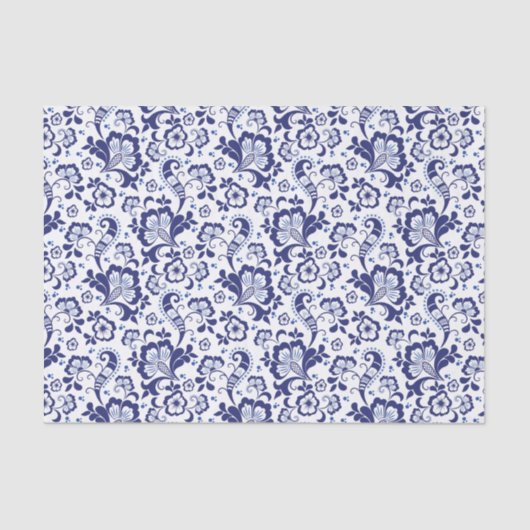 Delfts Blauw | Delft Blue Floral Dutch Wedding Seidenpapier (Vorderseite)