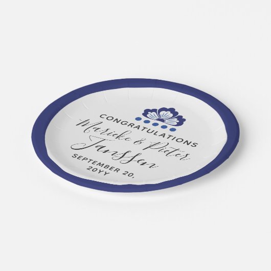 Delfts Blauw Delft Blue Pappteller (Schrägansicht)