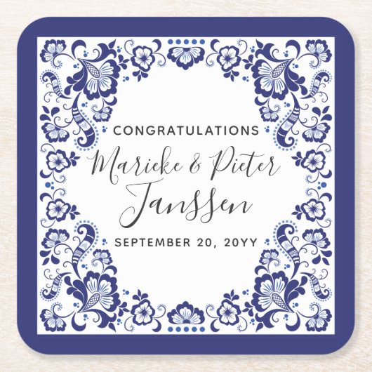 Delfts Blauw Delft Blue Rechteckiger Pappuntersetzer (Vorderseite)