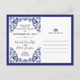Delfts Blauw | Delft Blue Save the Date Fotos Ankündigungspostkarte