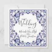 Delfts Blauw | Delft Blue Tile Wedding Einladung (Vorderseite)