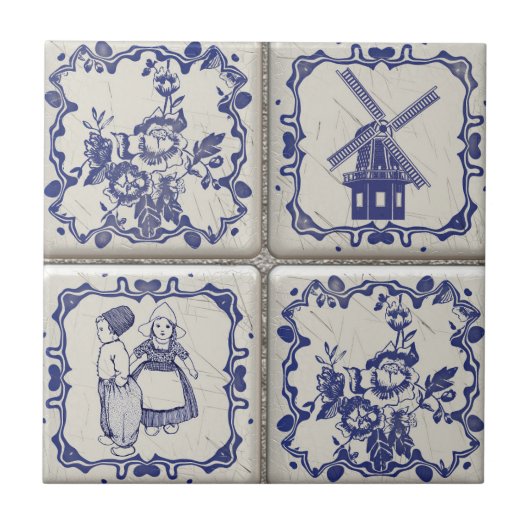 Delfts Blauw Pattern Tiles Fliese (Vorderseite)