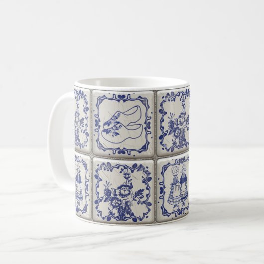 Delfts Blauw Pattern Tiles Kaffeetasse (Vorderseite Links)