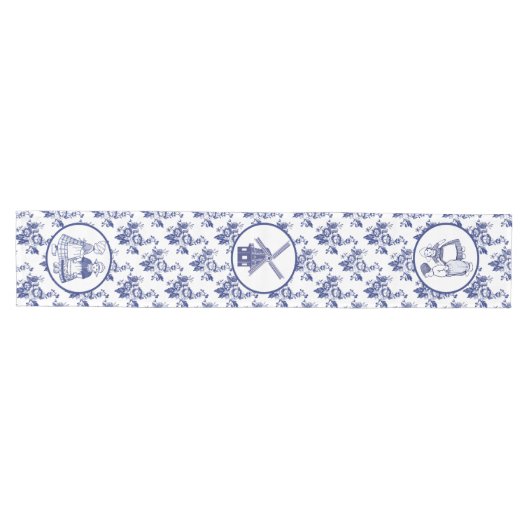Delfts Blauw Pattern Tiles Mittelgroßer Tischläufer (Horizontal)