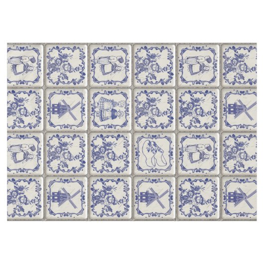 Delfts Blauw Pattern Tiles Tischdecke (Vorderseite (Horizontal))