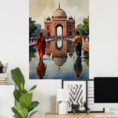 Delhi Aquarellkunst Poster (Heimbüro)
