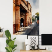 Delhi Aquarellkunst Poster (Heimbüro)