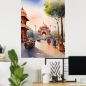 Delhi Aquarellkunst Poster (Heimbüro)