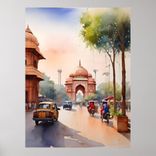 Delhi Aquarellkunst Poster