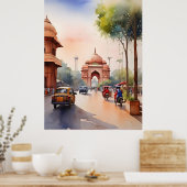 Delhi Aquarellkunst Poster (Küche)