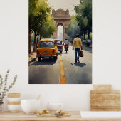 Delhi Aquarellkunst Poster (Küche)
