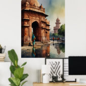 Delhi Aquarellkunst Poster (Heimbüro)