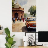 Delhi Aquarellkunst Poster (Heimbüro)