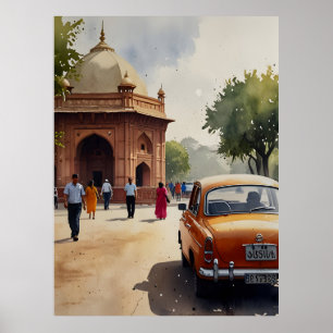 Delhi Aquarellkunst Poster