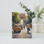 Delhi Aquarellkunst Postkarte (Stehend Vorderseite)