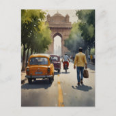 Delhi Aquarellkunst Postkarte (Vorderseite)