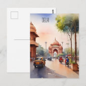 Delhi Aquarellkunst Postkarte (Vorne/Hinten)